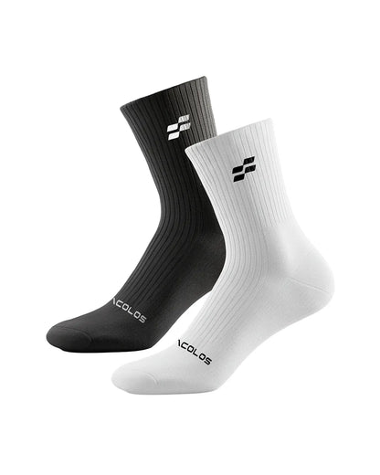 Facolos Move Air Pickleball Socks – Black and White Court Crew Socks | Facolos Australia