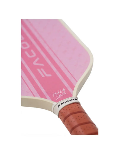Facolos Pink Lady Collection pickleball paddle with pink face and brown grip, Australia