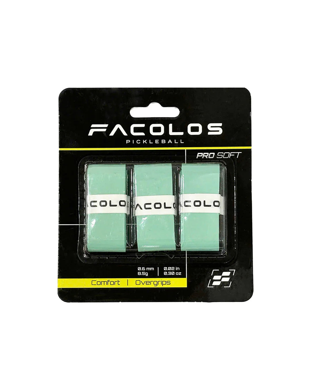 Facolos Pickleball green overgrips 3-pack in retail packaging, Australia official store