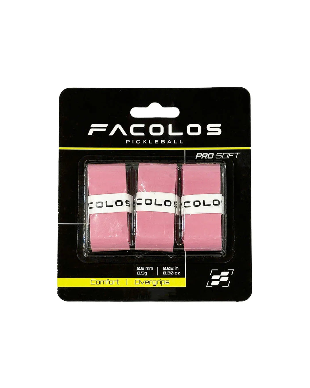 Facolos Pickleball Pro Soft pink overgrips 3-pack in retail packaging, Australia