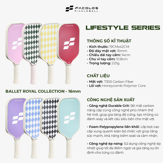 Vợt Pickleball Lifestyle Series – Ballet Royal Collection (16mm) – Red Queen Heart