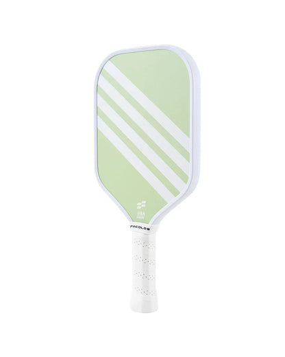 Facolos Australia light green pickleball paddle with white handle and diagonal stripes