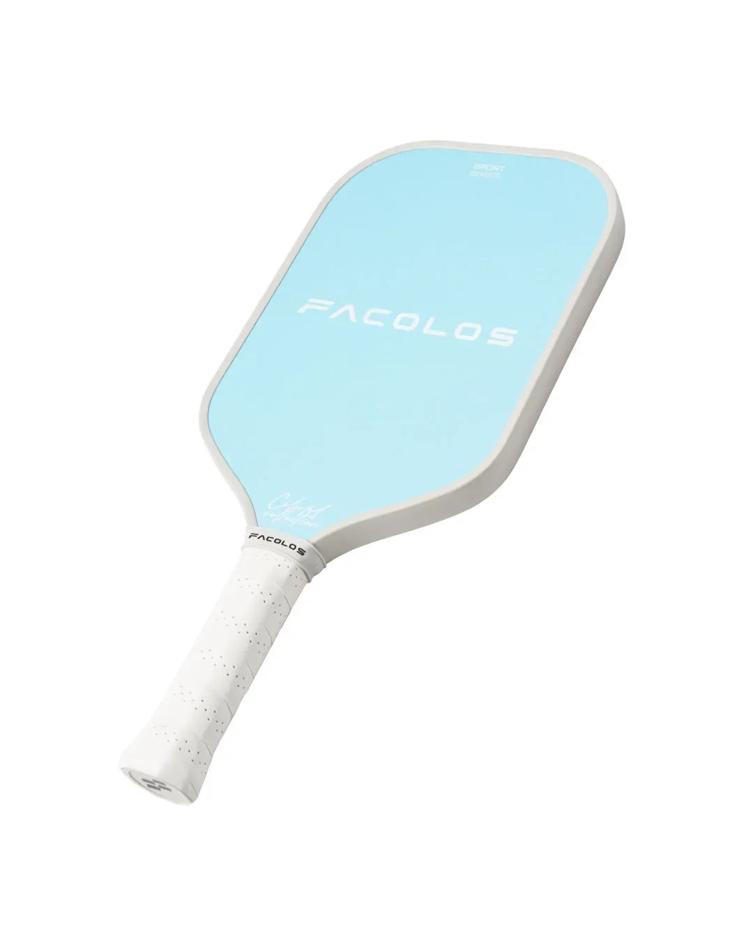 Facolos Australia blue pickleball paddle with white handle on white background