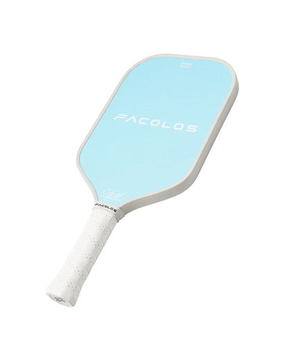 Facolos Australia blue pickleball paddle with white handle on white background