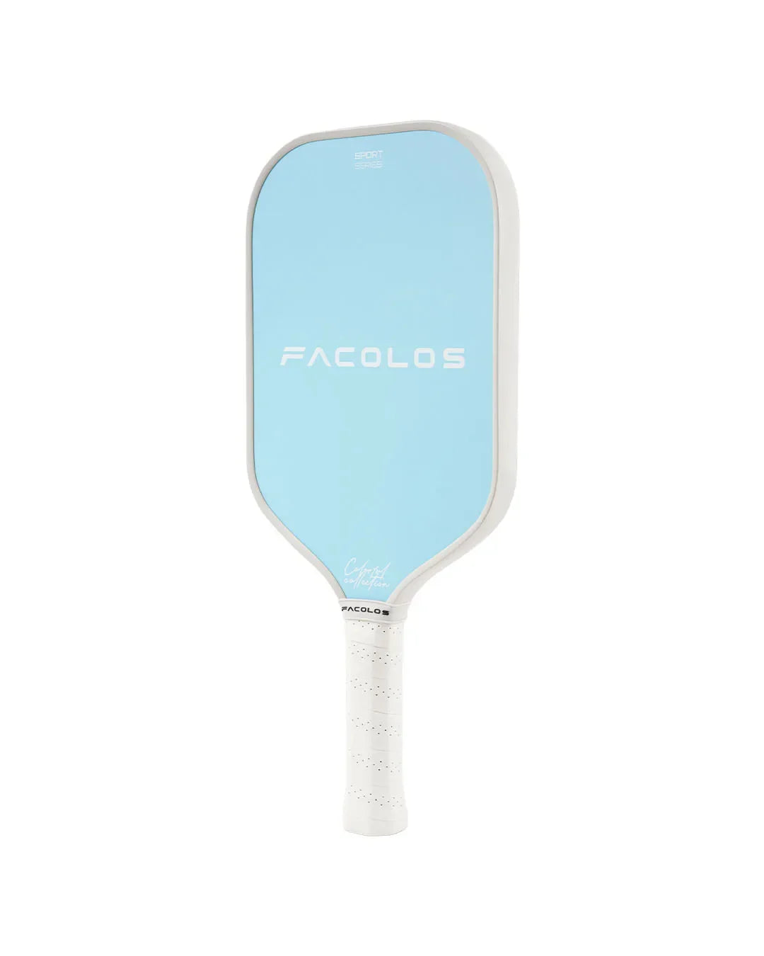 Facolos Australia blue pickleball paddle with white handle on white background