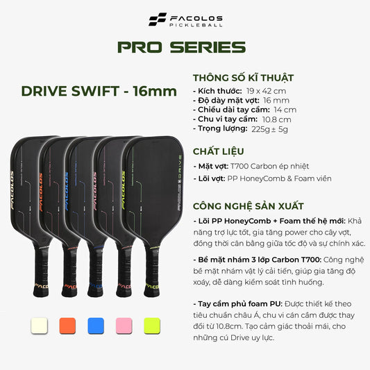 Vợt Pickleball Pro Series – Elite X Elongated Edition (14 & 16mm)