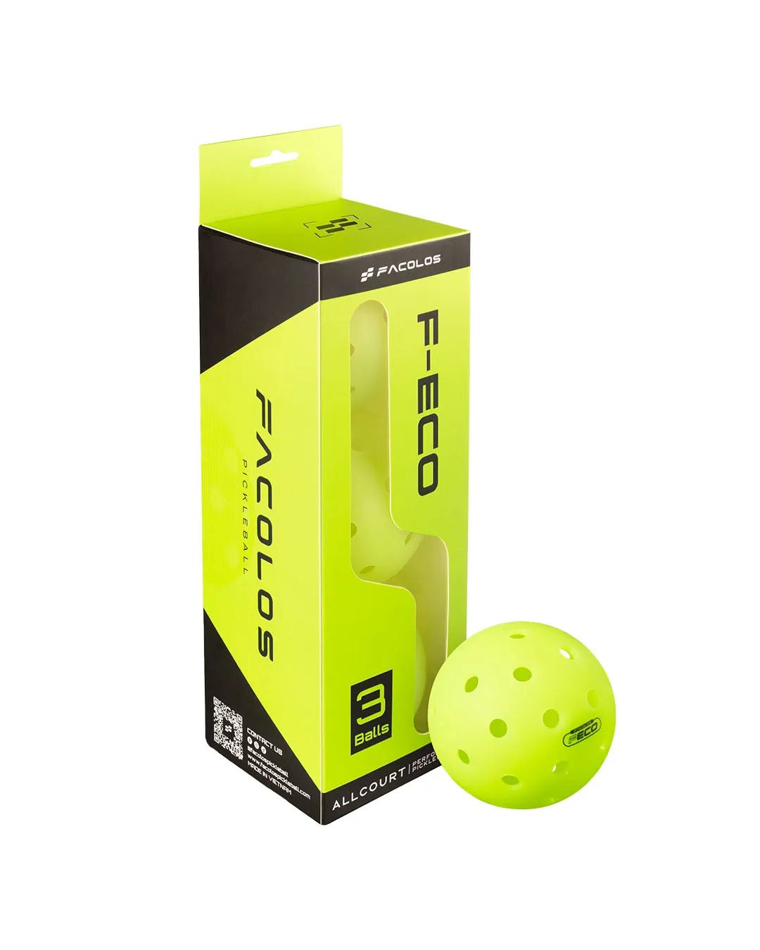 Facolos F-Eco Durable Pickleball Balls 3-Pack Neon – Recreational Play | Australia