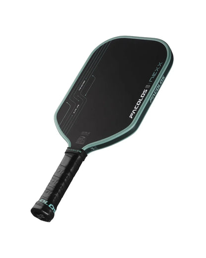 Facolos pickleball paddle with black surface and teal edge, available in Australia online