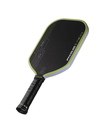 Facolos Australia black and green pickleball paddle with ergonomic grip on white background