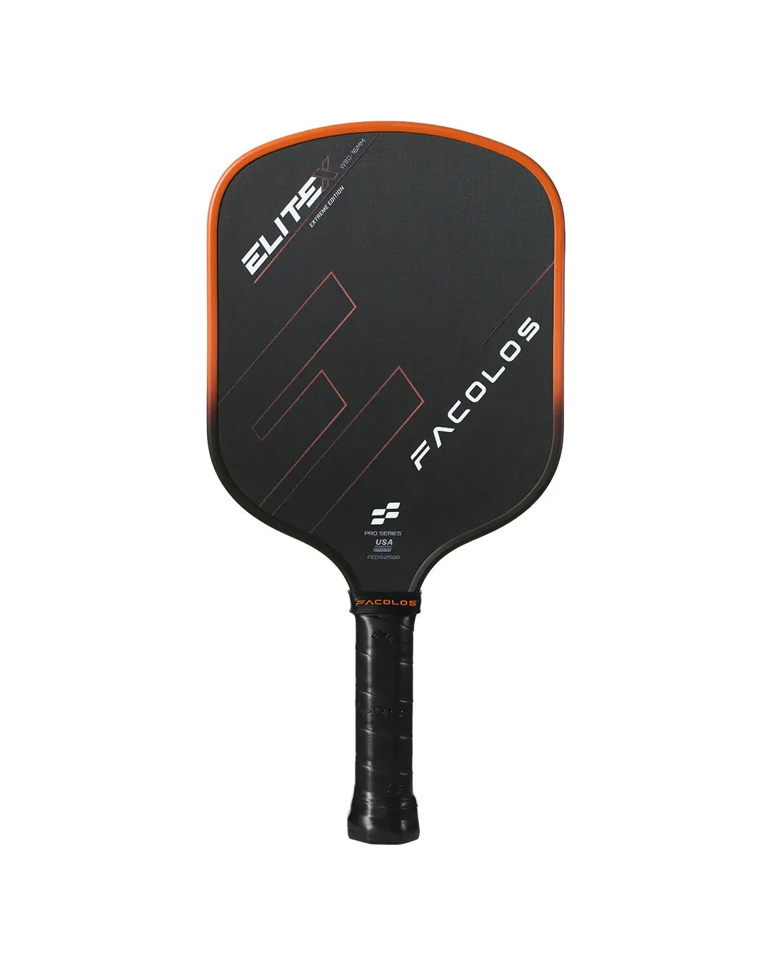 Facolos Elite X black pickleball paddle with orange trim, Australia official store