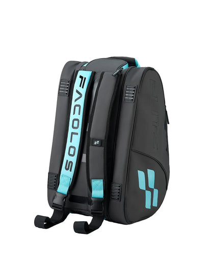 Facolos Australia black and blue backpack with logo, sturdy straps, and modern design