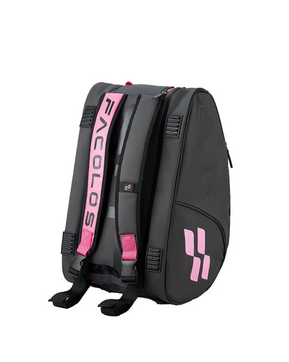 Facolos black backpack with pink logo and straps, official Facolos Australia product