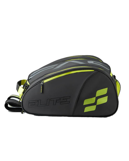 Facolos Australia black and lime green ELITE sports bag with logo, side view
