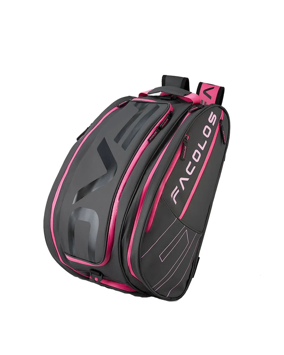 Facolos Australia black and pink sports backpack with logo, isolated on white background
